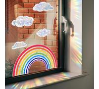 Rainbow Cloud Window Stickers, Windows Glass Door Anti-Collision Window Stickers for Birds, Rainbow Sticker Prism Window Sticker Sun Catcher Sticker Colourful Window Film Glass Doors
