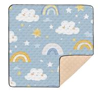 Rainbow Clouds Blue Childish Large Stylish Baby Floor Play mat for Indoor Outdoor Washable Foldable Playroom Activity Mat for Baby Kids Toddlers Infants, 50'' x 50''tapete para juegos de