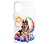 Rainbow Clouds German Shepherd GSD Alsatian Case for iPhone 16