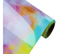 Rainbow Clouds HTV Heat Transfer Vinyl by KISSWILL - 10 Inch x 5 Feet Splash-Color Iron on Vinyl for T-Shir, Glossy Reflective Tie Dye HTVinyl for DIY Clothing (Blue & Green & Purple & Yellow)