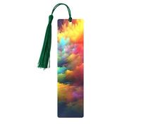 Rainbow Clouds Printed Metal Bookmarks S - Dark Green Lightweight Aluminium Book Marker for Books, Journals & Gifts, Ideal Book Lovers, Holiday Decor & Crafts