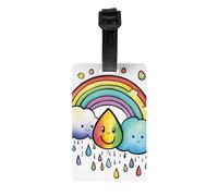 Rainbow Clouds Raindrop 1 Luggage Labels For Suitcase Durable Identifiers Bag Labels For Easy Bag Recognition Travel Essentials