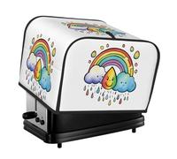 Rainbow Clouds Raindrop 1 Print 4-Slice Toaster Cover Kitchen Appliance Washable Countertop Protector Accessory