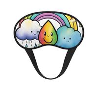 Rainbow Clouds Raindrop 1 Print Black Out Eye Mask for Sleeping Airplane, Sleep Mask Polyester for Home and Travel