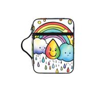 Rainbow Clouds Raindrop 1 Print Book Protector Holder Case, Study Bible Carrying Case With Multiple Internal Compartments