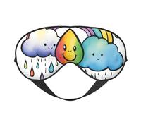 Rainbow Clouds Raindrop 1 Print Eye Mask,Soft Blackout Blindfold Eye Cover for Women Men Full Night's Sleep,Travel