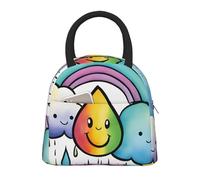 Rainbow Clouds Raindrop 1 Print Insulated Lunch Bag Portable Leakproof Reusable Tote Work School Picnic Boys Girls