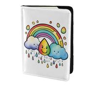 Rainbow Clouds Raindrop 1 Print Passport Holder for Travel,Wallet Case RFID Blocking Leather Card Slot Protector