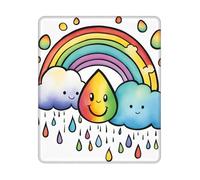 Rainbow Clouds Raindrop 1 Print Rectangle Mouse Pad, Non-Slip Rubber Base Mouse Pad, 12 X 10 In
