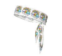 Rainbow Clouds Raindrop 1 Print Tie Headband For Women Men,Ninja Headbands, Sweat Headband,For Athletic Yoga Running Gym.