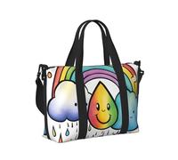 Rainbow Clouds Raindrop 1 Print Travel Hand Bag Women Lightweight Tote Foldable Daily Weekend Trips Gym Vacation