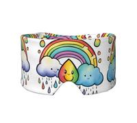 Rainbow Clouds Raindrop 1 Printed Slumber Eye Shield, Reversible Sleep Gear, Light Blocking Headwrap, for Travel Comfort