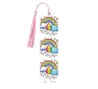 Rainbow Clouds Raindrop 1 Printing 5 Pcs Wood Bookmark,Cute Bookmarks,Label Ornament for Decor Crafts,Decorations for Reading