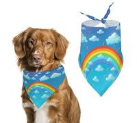 Rainbow Clouds Raindrop Dog Bandana Washable & Adjustable Triangle Scarf, Breathable Pet Scarf for Small Medium Large Pets, Cute Fashion Pet Accessory