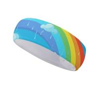 Rainbow Clouds Raindrop Headbands for Women Or Man - Sweat Band with Adjustable for Running, Yoga, Gym and Sports