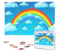 Rainbow Clouds Raindrop Jigsaw Puzzle for Adults Challenging Wooden Puzzles 1000 Pieces Personalized Photo Puzzle Picture Jigsaws Custom Jigsaw Puzzles for Birthday