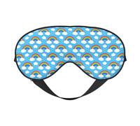 Rainbow Clouds Raindrop Night Mask Soft Reversible Eye Cover Adjustable Strap Light Blocking Comfortable Rest