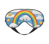 Rainbow Clouds Raindrop Print Eye Mask,Soft Blackout Blindfold Eye Cover for Women Men Full Night's Sleep,Travel