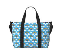 Rainbow Clouds Raindrop Print Waterproof Travel Tote Bag,Carry On Weekender Duffle for Gym Overnight