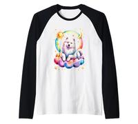Rainbow Clouds Samoyed Dog Sammies Raglan Baseball Tee