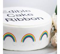 Rainbow Clouds & Stars Edible Icing Cake Ribbon / Side Strips