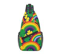 Rainbow Clover Crossbody Bag for Women Men, Shamrocks Sling Backpack Lightweight Chest Pack Water-Resistant Travel Hiking Sling Bag
