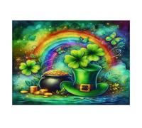 Rainbow Clover Hat 1000pcs for Adults Mini Puzzle Challenging | 52x38cm Cardboard Home Decor Durable Structure Birthday Gift Stress Relief