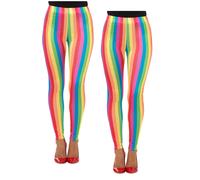 Rainbow Clown Leggings Adults Neon 80s Fancy Dress Costume Accessory Clowns Circ