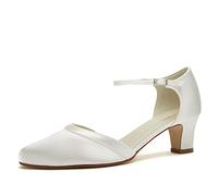 Rainbow Club Bridal Shoes Anika - Two-Piece Pumps, Ivory Cream, Satin, Simple, Comfortably Padded, Funnel Heel, Ladies' Size 38.5 EU (UK 5.5)