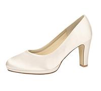 Rainbow Club Bridal Shoes Grace - Pumps, high Heels, Ivory/Cream, Simple, Comfortably Padded, Satin, Size 38.5 EU (UK 5.5) - Wedding Shoes, Block Heel