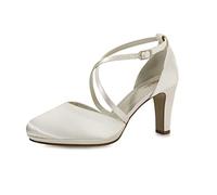 Rainbow Club Bridal Shoes Olaila - Ladies, Two-Piece Pumps, Ivory/Cream, Satin, Simple, Comfortably Padded, Strap, Size 39.5 EU (UK 6.5)