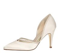 Rainbow Club Georgia - Glamorous Ivory Satin Court Bridal Wedding Shoes with Silver Shimmer Detail, 6.5 UK