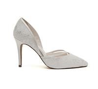 Rainbow Club Georgia - Ivory Satin and Luxury Lace Bridal Court Shoes, 5