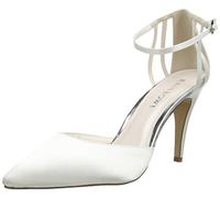 Rainbow Club Kennedy - High Heel Ivory Satin Bridal Wedding Shoes with Cage Detailing and Ankle Strap, 5 UK
