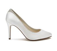 Rainbow Club Marie - Wide Fit Ivory Satin Block Heel Wedding Shoes UK 4