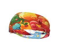 Rainbow Color Abstract Illustration Print Fashion Elastic Sports Headband Unisex High Absorption Sweat Band Hair Band For Running, Fitness, Tennis & Outdoor Activities