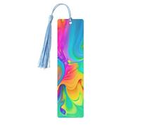 Rainbow Color Abstract Illustration Printed Metal Bookmarks M - Sky Blue Lightweight Aluminium Book Marker for Books, Journals & Gifts, Ideal Book Lovers, Holiday Decor & Crafts