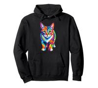 Rainbow Color Cat Art Pullover Hoodie