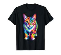 Rainbow Color Cat Art Value Graphic T-Shirt
