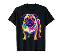 Rainbow Color Dog Pug Art Value Graphic T-Shirt