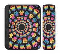 Rainbow Color Foot Prints carseat Straps Covers,Release Stress to Your Neck and Shoulders,seat Belt Cover Cute for Sedan Airplane Most Cars funda para cinturón de carro 2 pcs