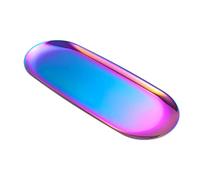 Rainbow Color Large Oval Stainless Steel Tray - Coffee Table & Makeup Tray - Jewelry & Candle Display - Vacuum Coated, Fade Resistant