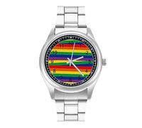 Rainbow Color Line Stroke Mens Watches Print Analog Quartz Watch Business Wristwatch Casual