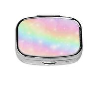 Rainbow Color Pattern,Meta Pill Box 2 Compartment Medicine Case,Portable Organizer