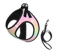 Rainbow Color Pattern,Pet Harness,Adjustable Reflective Dog Harness,Pet Leash Vest,L