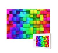 Rainbow Color Plaid,300 Pieces Wooden Jigsaw Family Game Jigsaw Puzzles for Adults Teens Home Decor