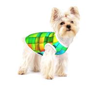 Rainbow Color Plaid,Cotton Sleeveless Pet T-Shirt Soft Stretchy Puppy Breathable Vest,L