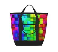 Rainbow Color Plaid,Lunch Bags Large Capacity Insulated Tote Bag for Women Men Work Picnic Travel