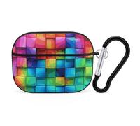Rainbow Color Plaid-png AirPods Pro 2 Case Cover, Shockproof Hard Shell Protective Case for Women Men, Compatible with Airpod Pro Case 2nd/1st Generation with Keychain-Black