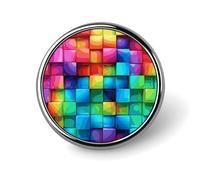 Rainbow Color Plaid-png Round Badge Cute Enamel Lapel Pin Brooches Button Pin Personalized Clothing Decoration Unisex Badge Holder Hats Bags Shirts Decor